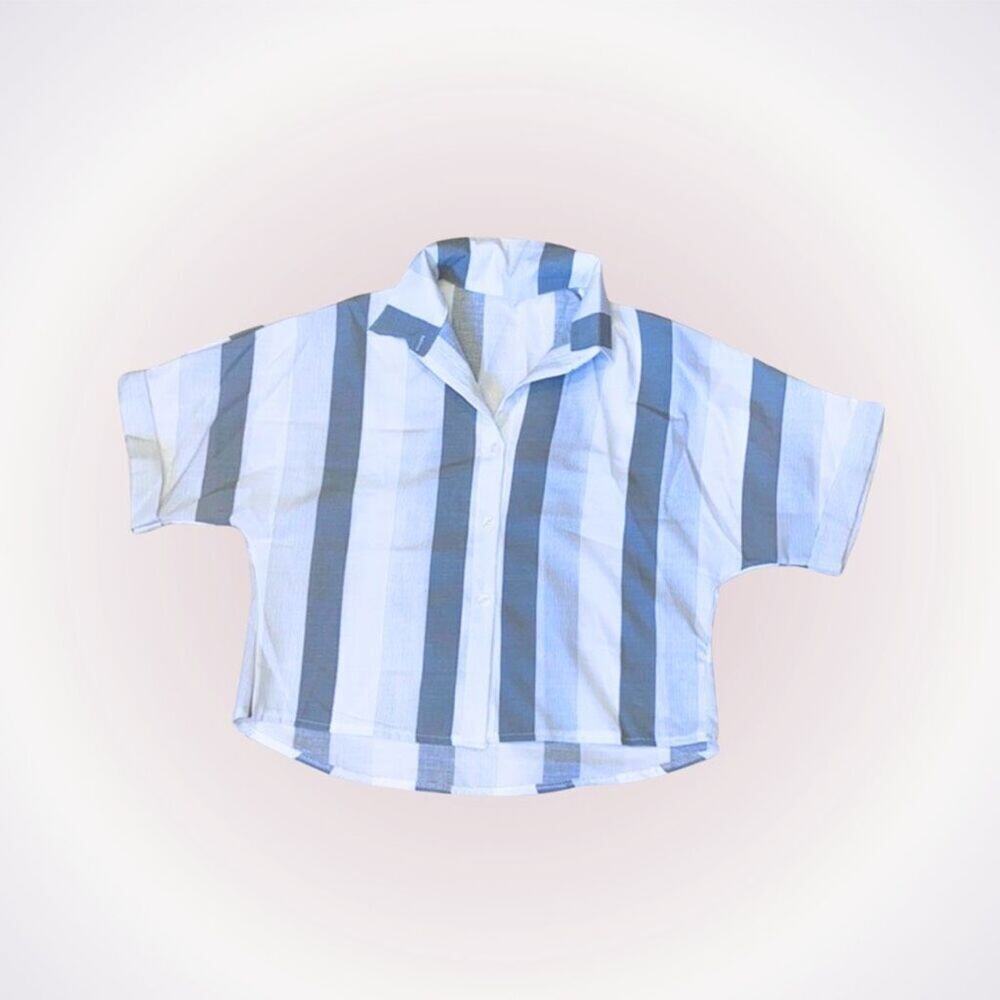 Casual Striped Button-Down Collared Shirt | Sz M (No Size Tag)
